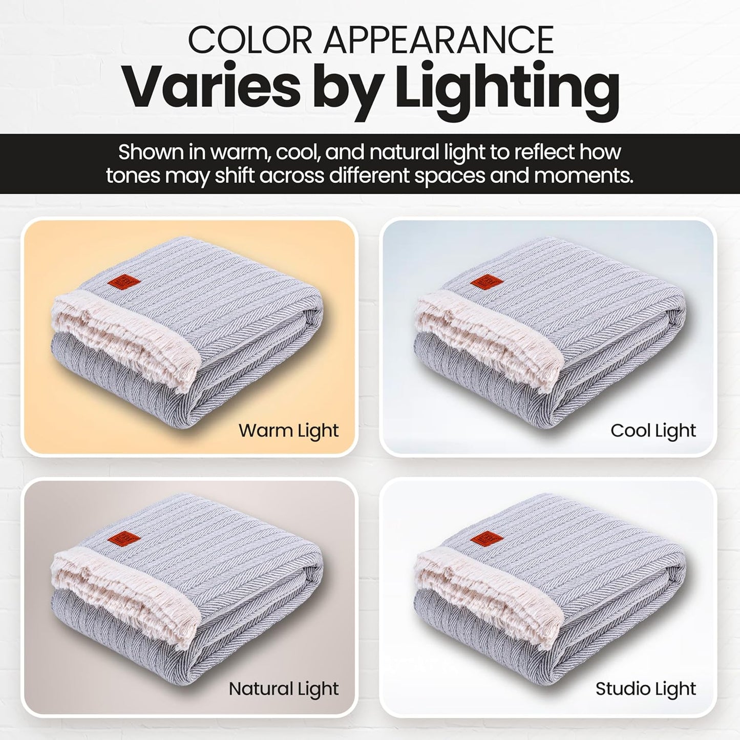 Gold Case Throw Blanket for Bed – 100% Recycled Turkish Cotton Bed Blanket – Decorative Throw Cotton Blankets for Living Room & Bedroom – Woven Twin Blankets - 71x90 - Grey