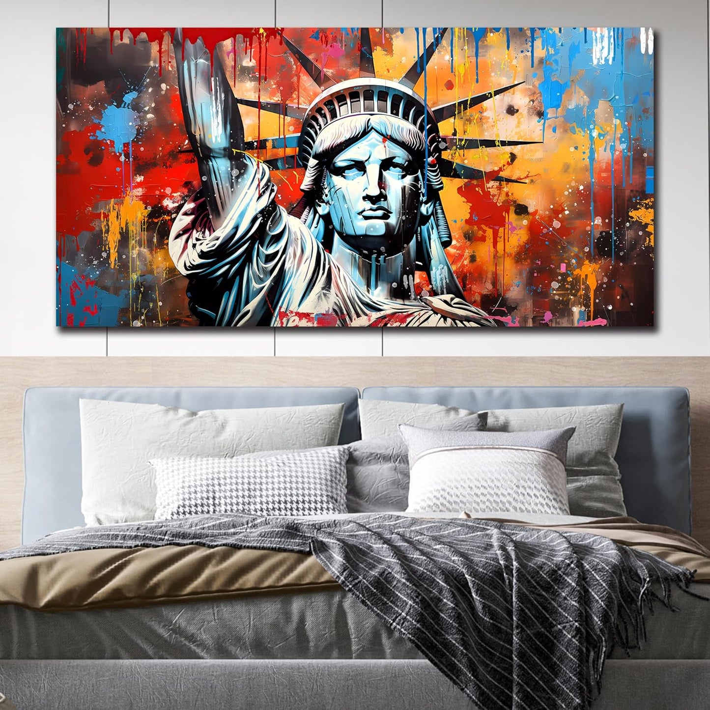 Zoyotago Large Canvas Wall Art Graffiti Picture Statue of Liberty Canvas Prints Ready to Hang for Living Room Bedroom Office Modern Home Decor Size 30x60
