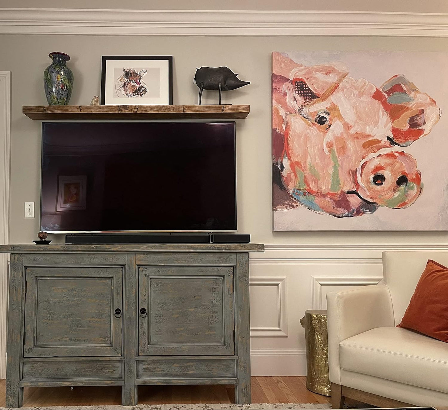 joelsantiques - 60 Inch Wooden Floating Shelves for Wall - 60x9x2 in - Made of Natural Wood - Long Heavy Duty Rustic Wall Shelves for Bedroom - Perfect for Living Room, Kitchen - Medium Brown