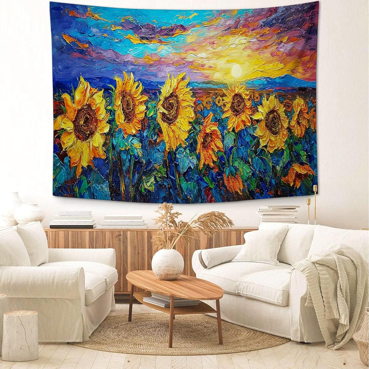 yowecso Sunflower Tapestry Sunset Flower Field Tapestry Wall Hanging for Bedroom Sunflower Tapestries Aesthetic Wall Decor for Home Dorm Living Room 40"x60"