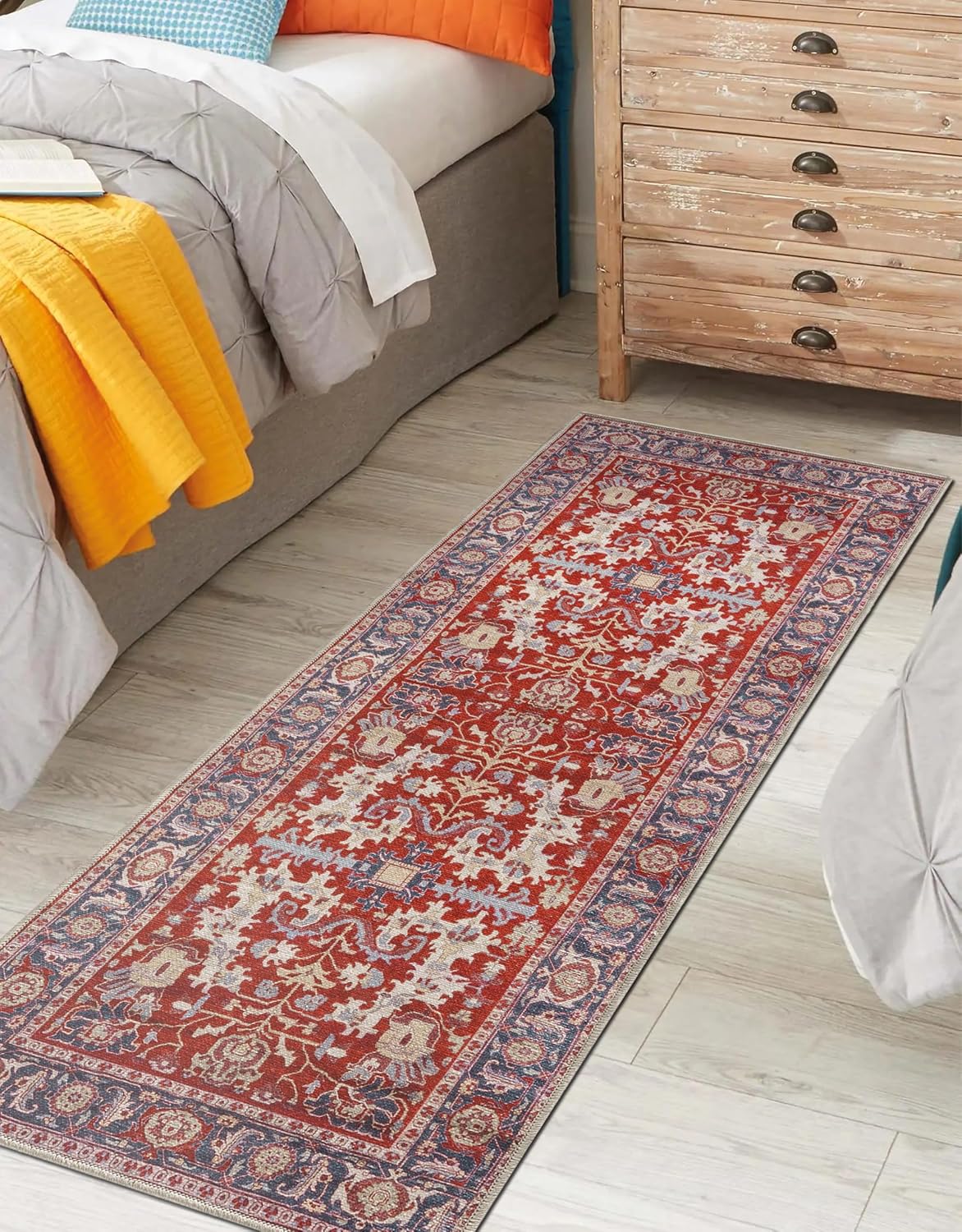 Keen Home Design 2x12 Rug - Machine Washable Runner Rug with Non-Slip Backing, Ideal for Hallway, Entryway, Kitchen, Laundry Room - Vintage, Easy Clean, Durable, Low Pile - (2'6" x 12')