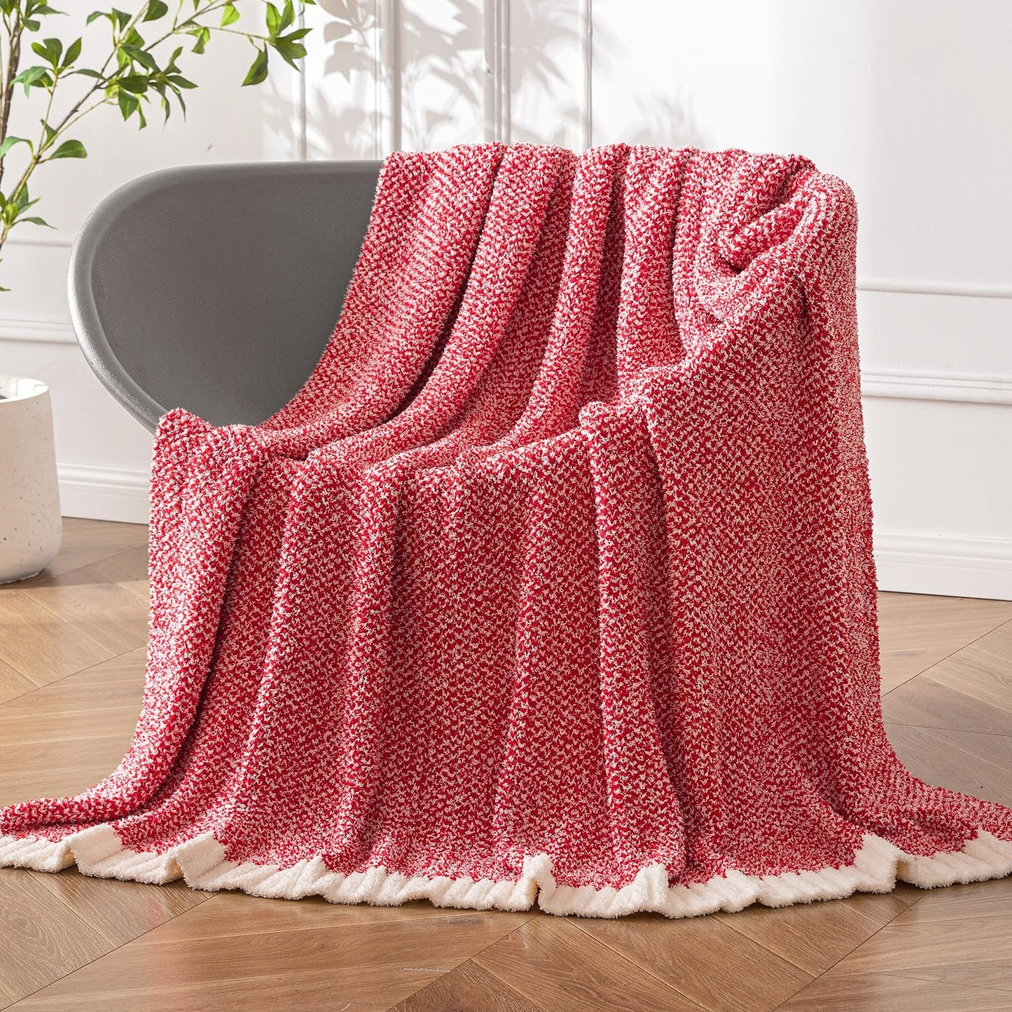 MIULEE Red Super Soft Throw Blanket for Couch, Cozy Fluffy Warm Blankets Lightweight Knit Throw Blankets for Sofa, Bed, Chair, Living Room, Camping, Picnic, 50 x 70 inch