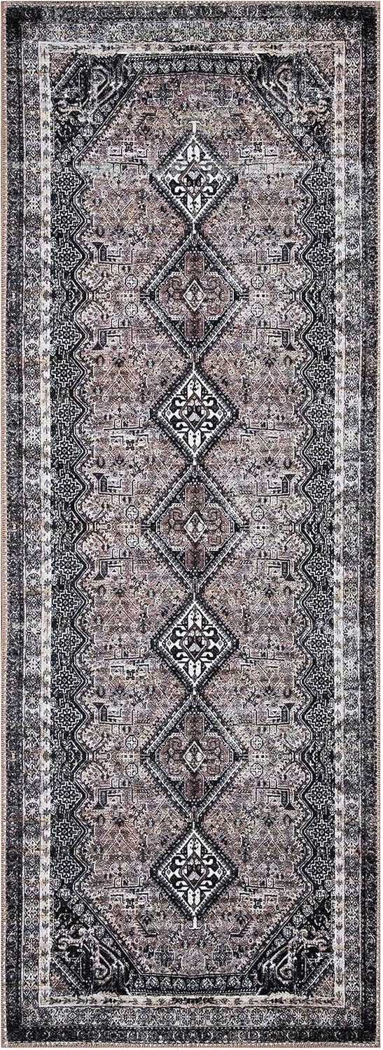 Keen Home Design 2x10 Rug - Machine Washable Runner Rug with Non-Slip Backing, Ideal for Hallway, Entryway, Kitchen, Laundry Room - Vintage, Easy Clean, Durable, Low Pile - (2'6" x 10')