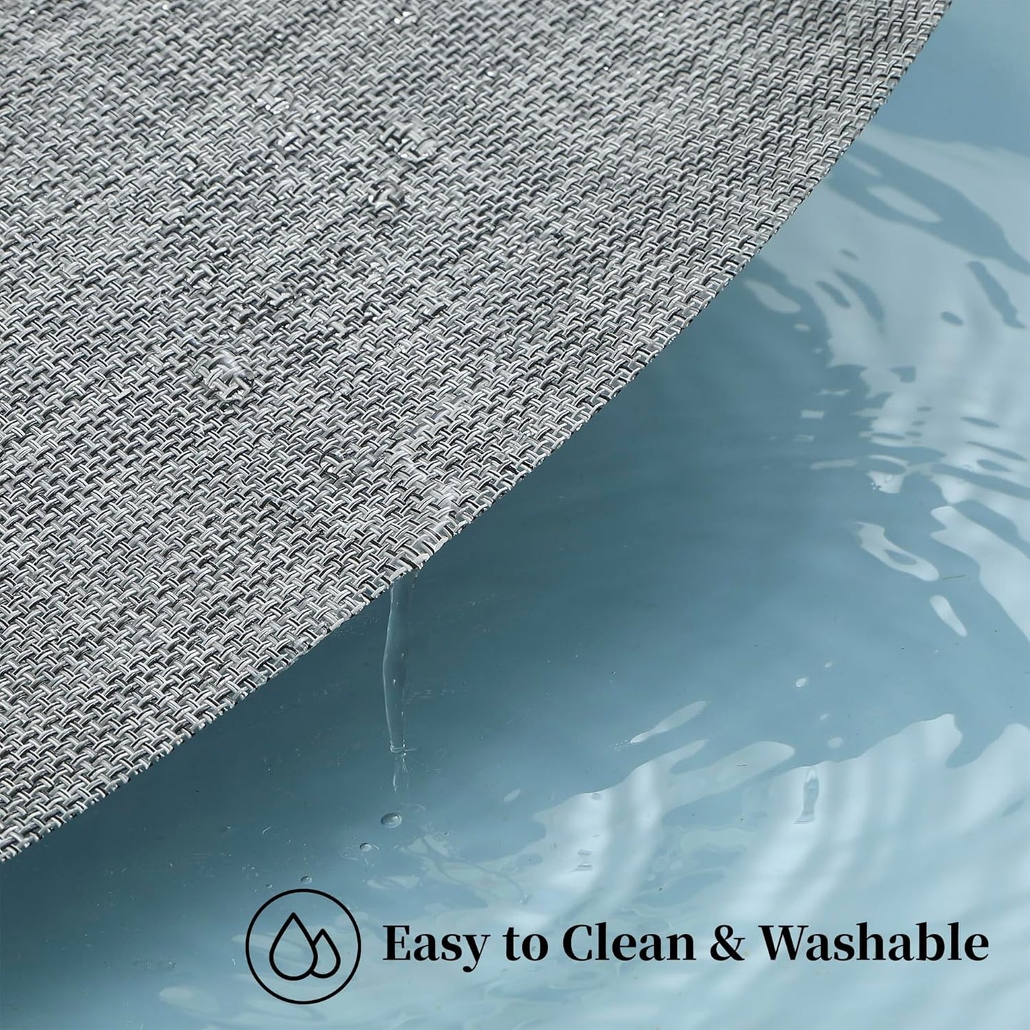 Leetaltree Linen Grey Placemats Set of 12 - Heat Resistant Non-Slip Place mats for Dining Table, Washable Durable PVC Vinyl Woven Table Mats（Linen Grey, 12）