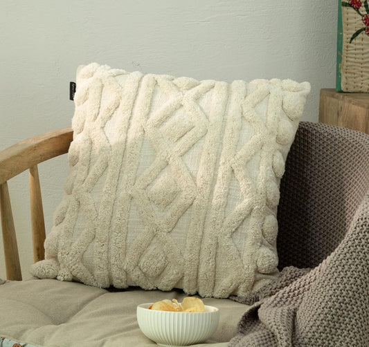 Tufted Boho Pillow Covers 18X18 Inch Throw Pillow Covers Decorative Cushion Cover Exquisitely Crafted with Hand-Finished Tuft Farmhouse Pillow Case for Couch Sofa Bed Living Room Bedroom