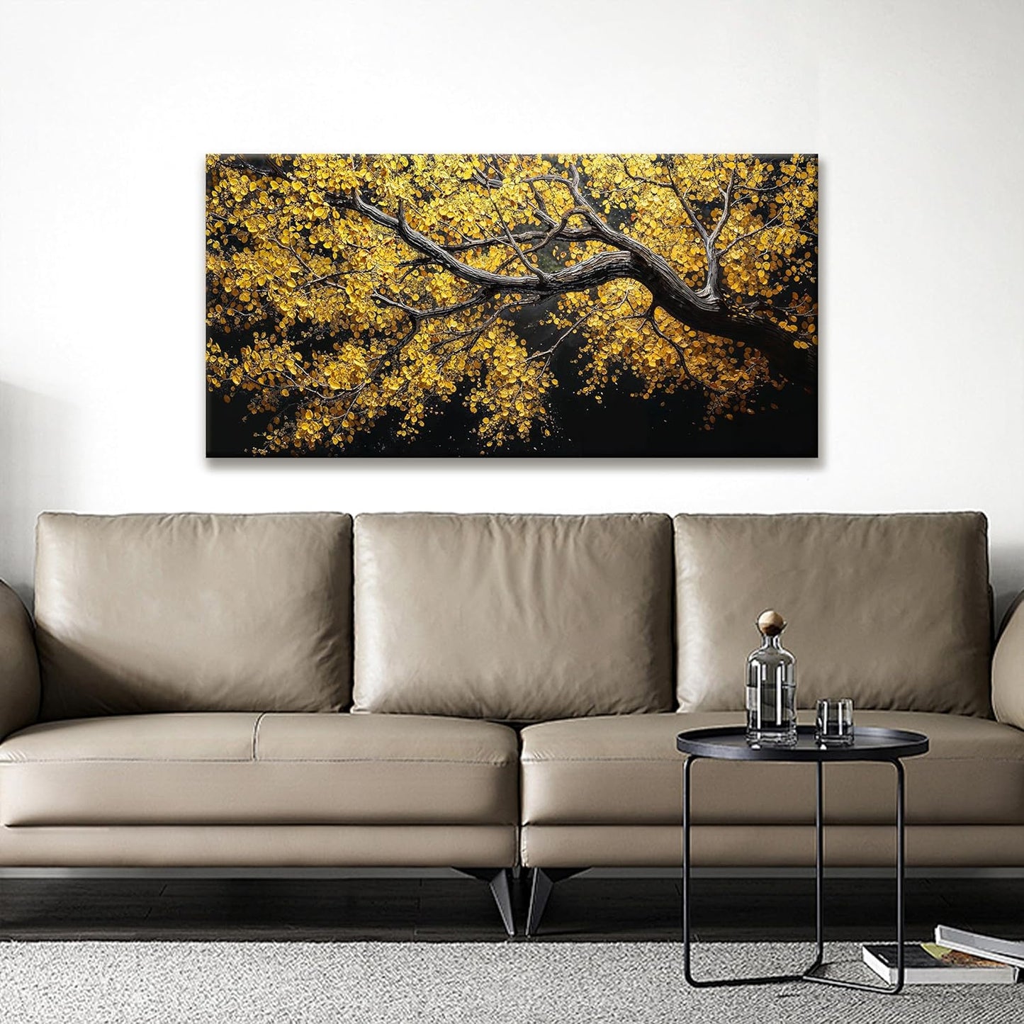 Canvas Wall Art Decor Painting Gold Tree Plants Abstract Wall Decor Botanical Modern Wall Art Print Paintings Decorations Artwork Pictures For Bedroom Living Room Home Office Artwork 20"×40"