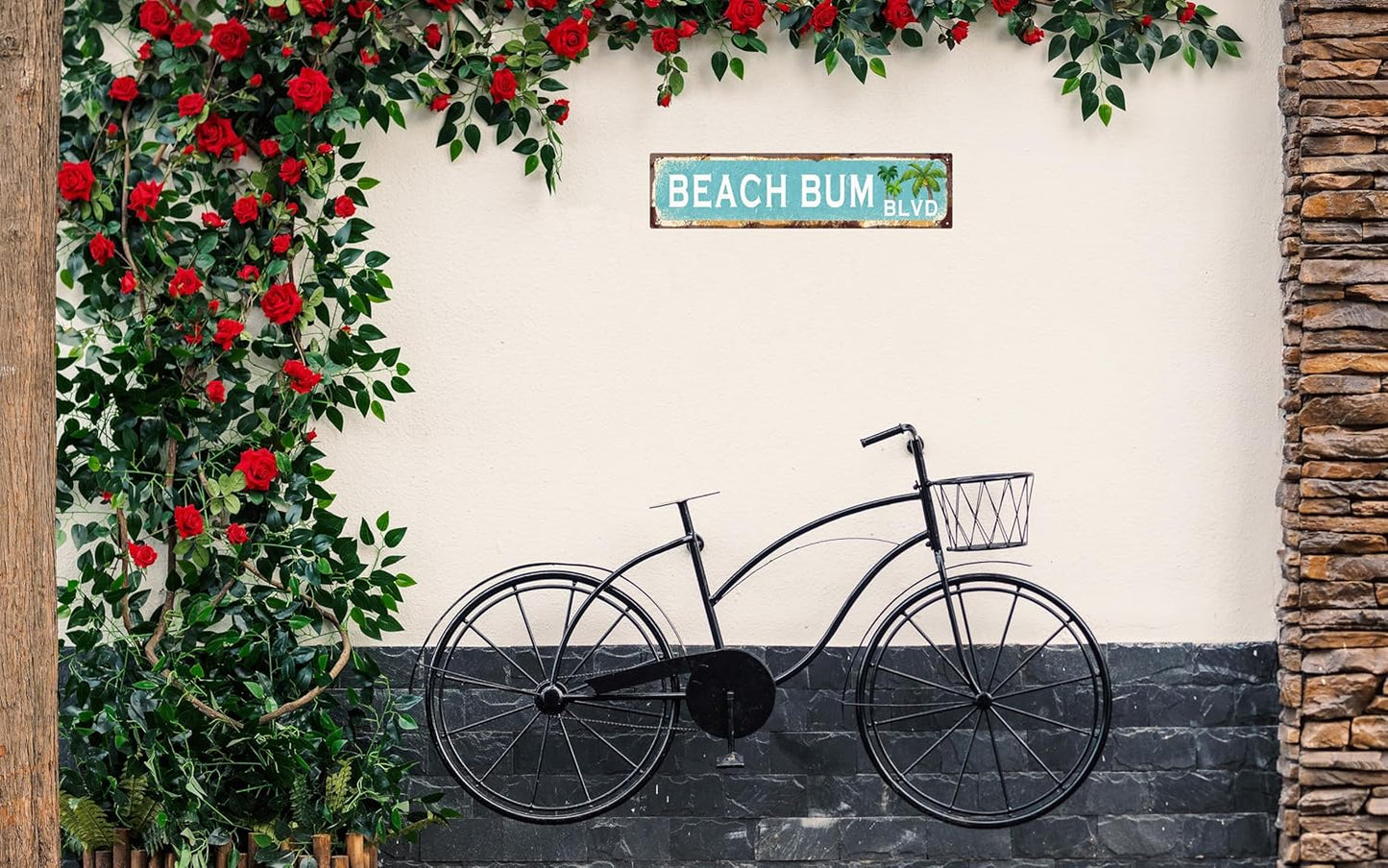 Vintage Tin Sign Retro Metal Beach Bum Blvd Signs Stylish Wall Art Plaques for Home Decor Bathroom Kitchen House and Gothic Wall Decor or as a Unique Poster 16x4 in