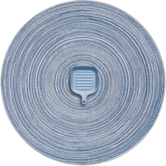 AHHFSMEI Round Braided Placemats Set of 6 Round Table Mats for Dining Tables Natural Woven Heat Resistant Place mats 15 Inch (Teal)