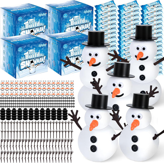 48 Pack Christmas Gifts for Kids, Snowman Kit Toys, Build a Snowman Kit DIY Christmas Craft Gifts, Creative Air Dry Modeling Clay, Xmas Activities Snowman Making Kit for Holiday Favor Supplies