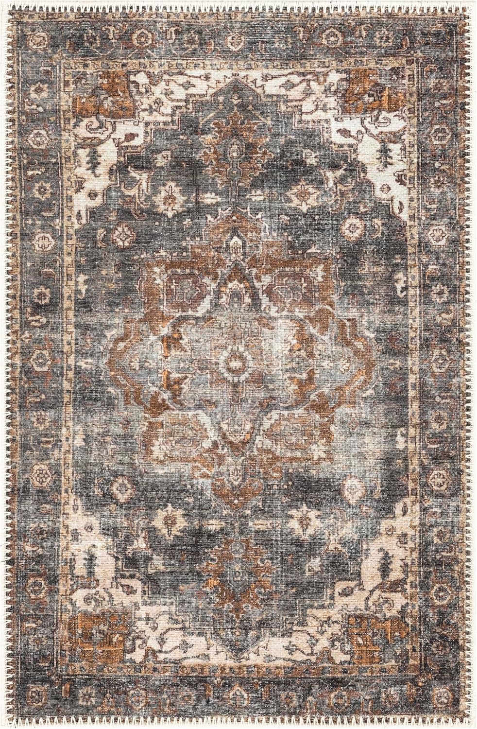 Keen Home Design 2x3 Rug - Machine Washable Entry Rug with Non-Slip Backing, Ideal for Enteryway, Kitchen, Bathroom, Laundry Room - Vintage, Easy Clean, Durable, Low Pile Rug - (2' x 3')