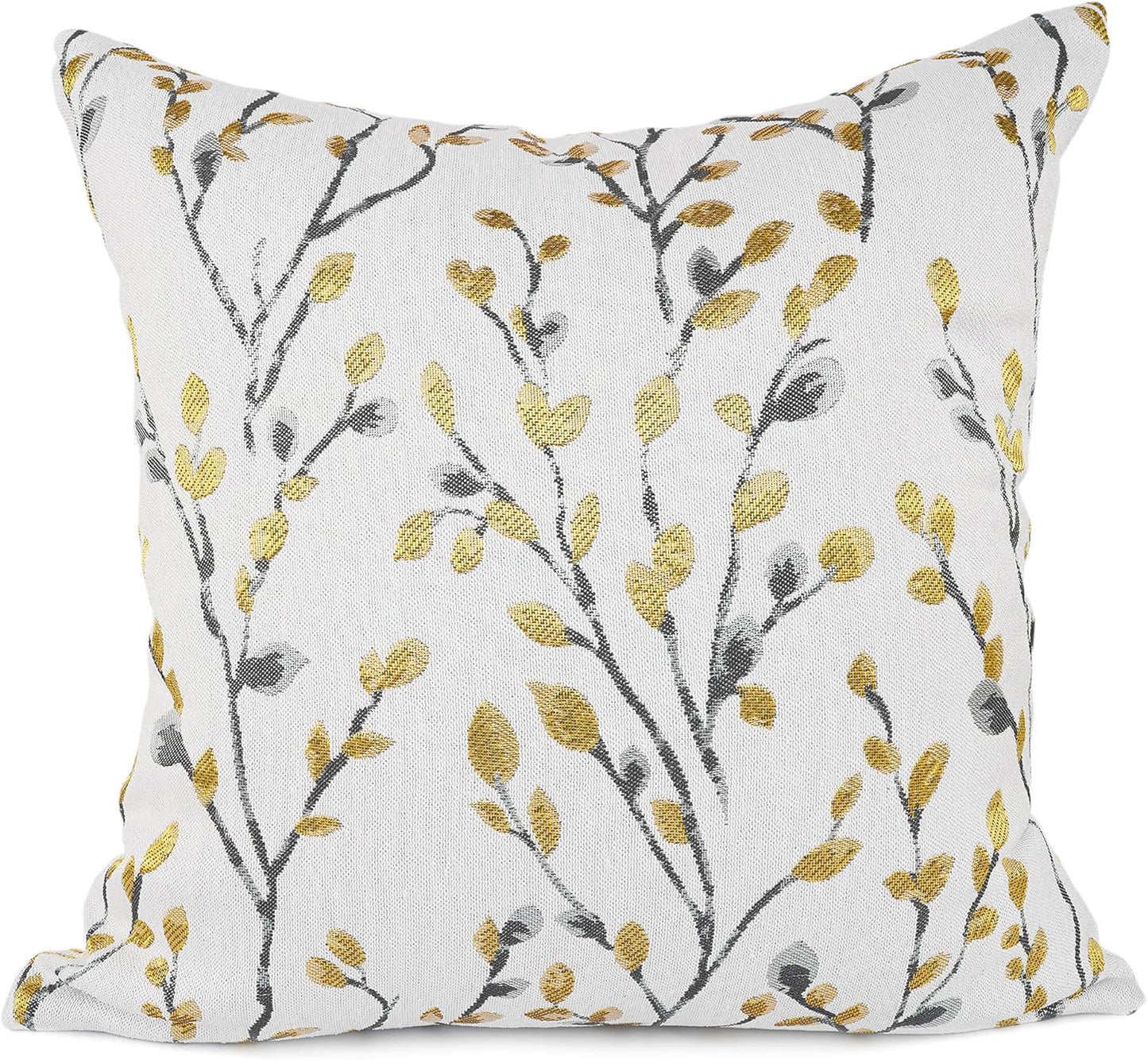 YOUR SMILE Classical Embroidery Jacquard Yellow/Gold Square Decorative Throw Pillow Case Cushion Cover 18x18 inch