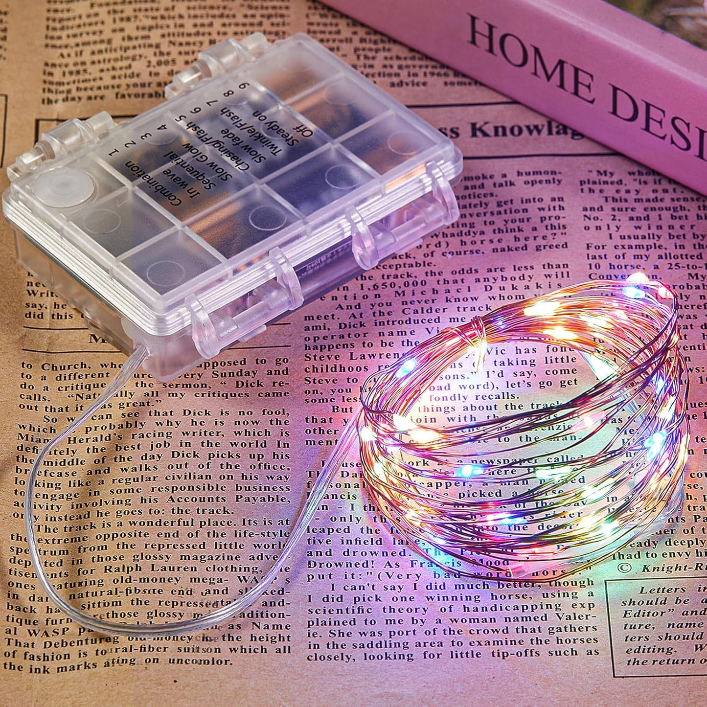 4 Pack 65.6 Ft. Battery Operated Outdoor String Lights with Remote & Timer, LED Multi Color Fairy Lights, Waterproof Twinkle Lights for Bedroom, Dorm, Mason Jar, Wedding, Party, Christmas