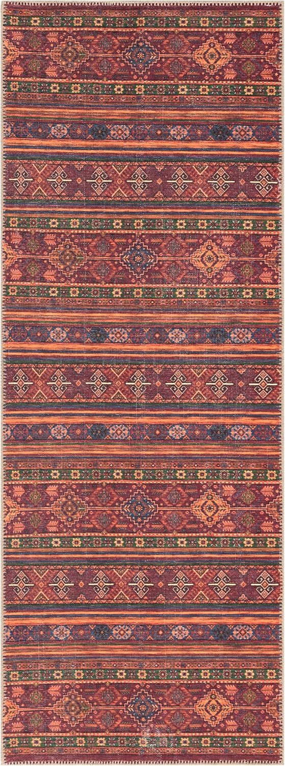 Keen Home Design 2x10 Rug - Machine Washable Runner with Non-Slip Backing, Ideal for Hallway, Entryway, Kitchen, Laundry Room - Vintage, Easy Clean, Durable, Low Pile Rug - (2'6" x 10')