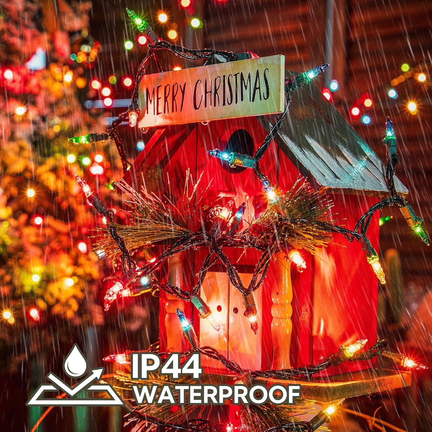 YOUNGAR 2 Pack Clear Christmas Lights, 100 Count 23FT Incandescent Bulb Mini String Light, Outdoor Christmas Lights for Xmas Tree, Home, Patio, Holiday, Party, Garden Decor, Multicolor