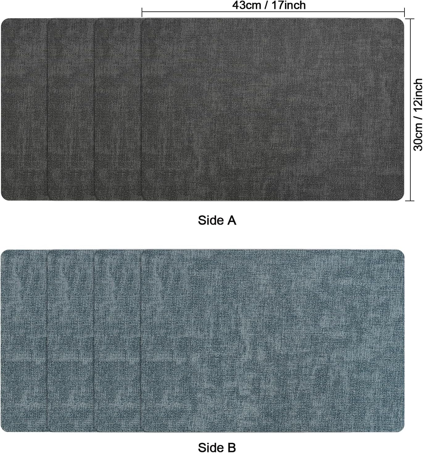 Myir JUN Dual Sided Placemats, Faux Leather Set of 6 Indoor & Outdoor Square Non-Slip Table Mats (Gray Light Blue, Set of 6)