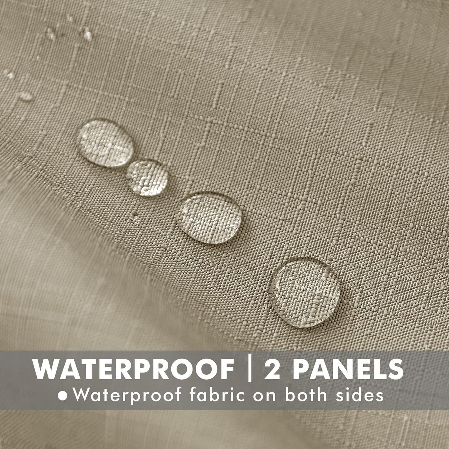 HolidayIdeas Linen Outdoor Curtains for Patio Waterproof-4 Panels Taupe Outside Curtains 54"x95"-Indoor/Outdoor Privacy Gazebo Curtains Weighted Weatherproof for Pergola, Porch, Cabana, Sunroom