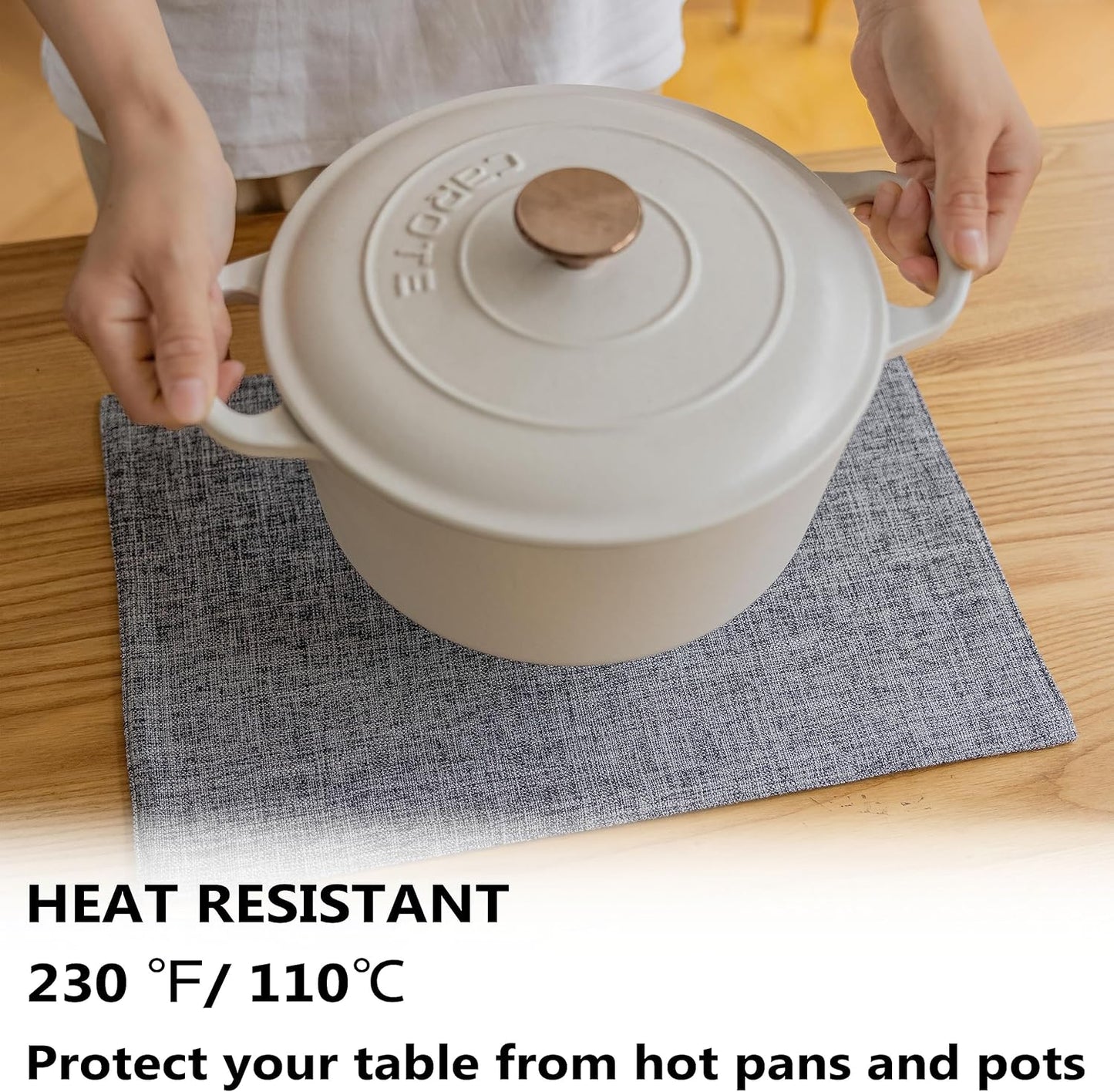 Demetex Grey Textured Linen Placemats Set of 8 Classic Place Mats Heat Resistant Cloth Table Placemat for Dinner Gathering Buffet, 13x19 inch, Ash Grey