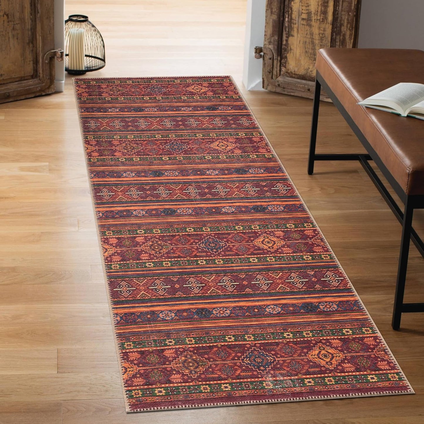 Keen Home Design 2x7 Rug - Machine Washable Runner Rug with Non-Slip Backing, Ideal for Hallway, Entryway, Kitchen, Laundry Room - Vintage, Easy Clean, Durable, Low Pile Rug - (2'6" x 7')