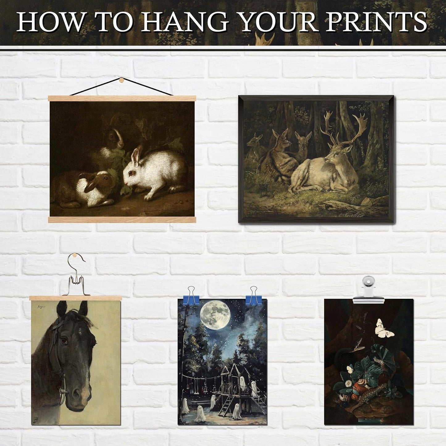 LANCHI95 15PCS Dark Cottagecore Decor, Dark Academia Decors, Cottage Core Whimsical Wall Art Goth Darks Moody Wall Decor for Living Room Bedroom 8x10 in (UNFRAMED)