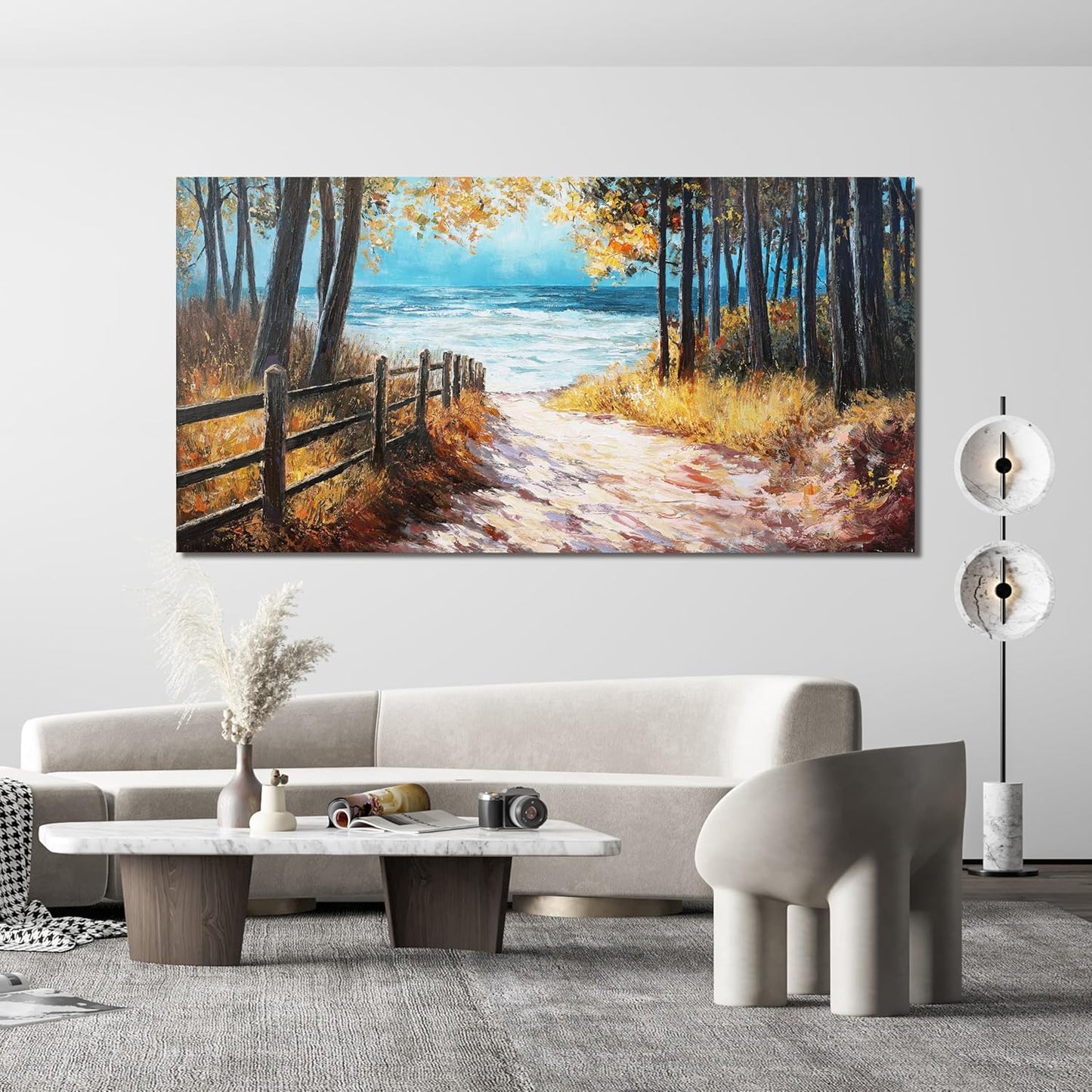 Canvas Wall Art Decor Artwork for Walls Large Coastal Beach Wall Art for Living Room Nature Landscape Forest Wall Art Decor Canvas Modern Art Wall Decor Prints for Home Office Room Wall Decor 29"X58"