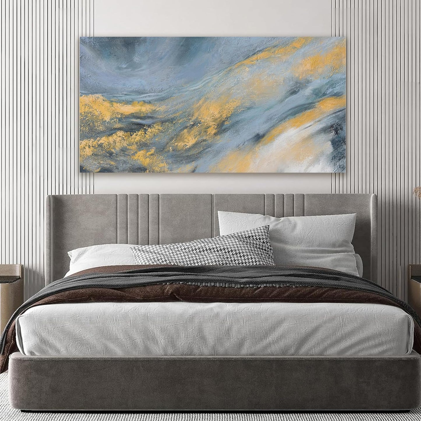 TAIJXAGSG Abstract Wall Art Decor Modern Blue Wall Art Prints Canvas Wall Art Pictures for Living Room Abstract Canvas Art Wall Decor Gold Artwork for Walls Kitchen Bedroom Office Decor 20" X 40"