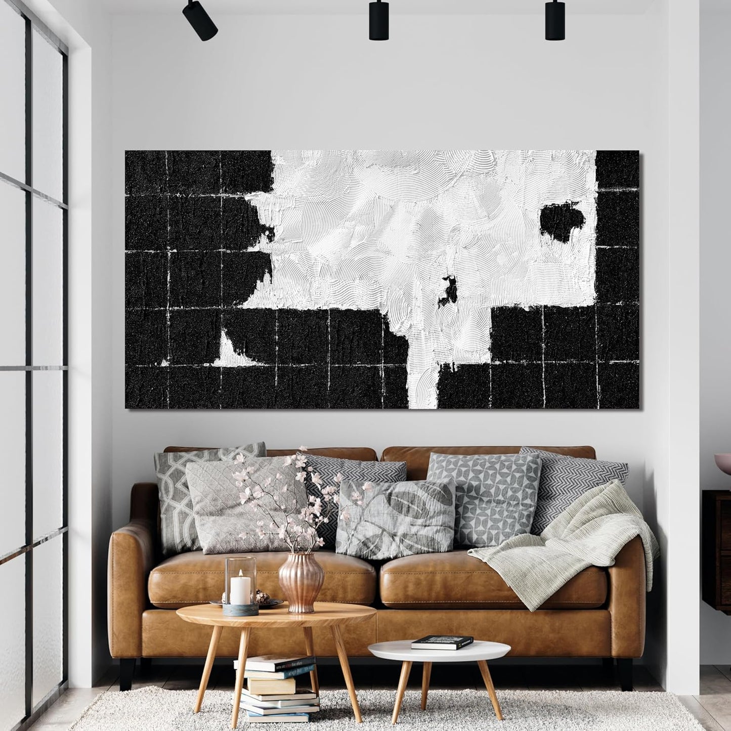 Canvas Wall Art Decor Wall Art Pictures for Living Room Black and White Wall Art Prints Abstract Canvas Art Wall Decor Modern Abstract Wall Art Textured Artwork for Walls Bedroom Office Decor 20"X40"