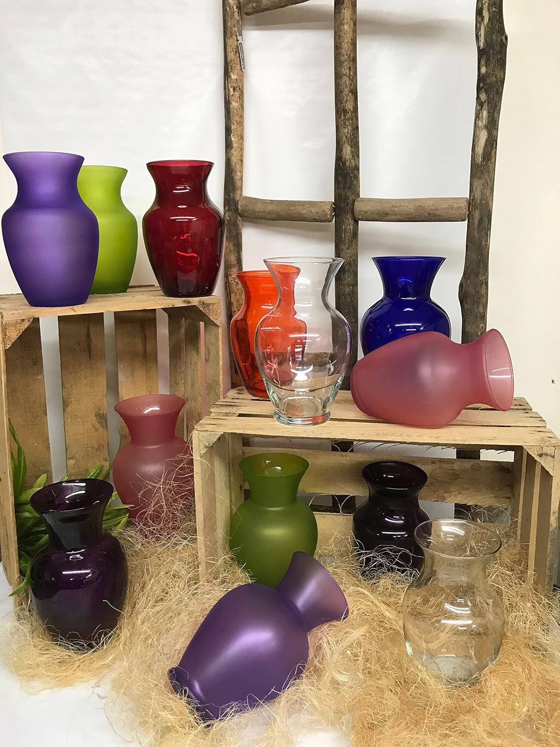 Floral Supply Online - 8" Rose Vase and Flower Guide Booklet - Decorative Glass Flower Vase for Floral Arrangements, Weddings, Home Decor or Office. (Purple)