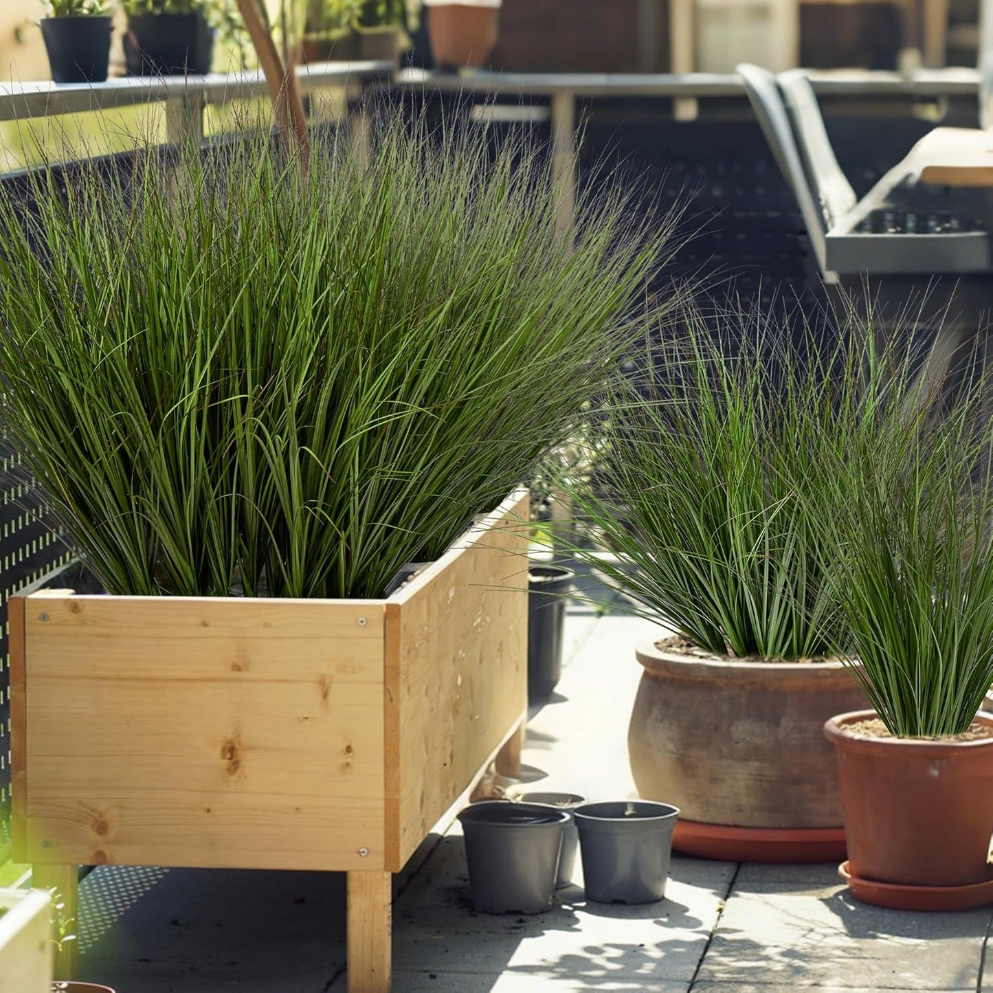 48PCS 17.3" Fake Plants Artificial Wheat Grass Greenery Plastic Plants Fake Grass Artificial Plants for Outdoor Decor Artificial Grass Plant with Greenery Stems for Indoor Home Decoration