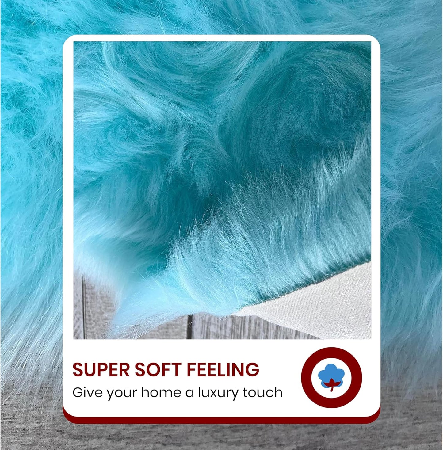 LAMBZY Faux Sheepskin Super Soft Hypoallergenic Free Shape Silky Shag Rug, Luxury Shaggy Plush Carpet for Bedrooms Living Kids Room Sofa Rugs (Blue, Double 2'x6')