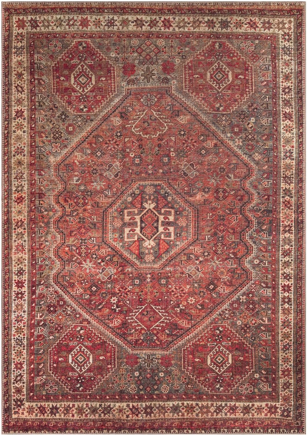 Keen Home Design 4x6 Rug - Machine Washable Area Rug with Non-Slip Backing, Ideal for Living Room, Dining Room, Bedroom - Vintage, Easy Clean, Durable, Low Pile Rug - (4' x 6')