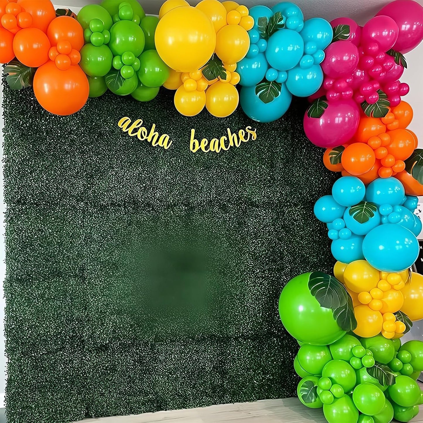 Tropical Balloons 12 Inch Summer Hawaiian Hot Pink Orange Teal Yellow Green Colorful Latex Party Balloon Multicolor for Luau Pool Aloha Beach Birthday Baby Shower Wedding Party Decoration