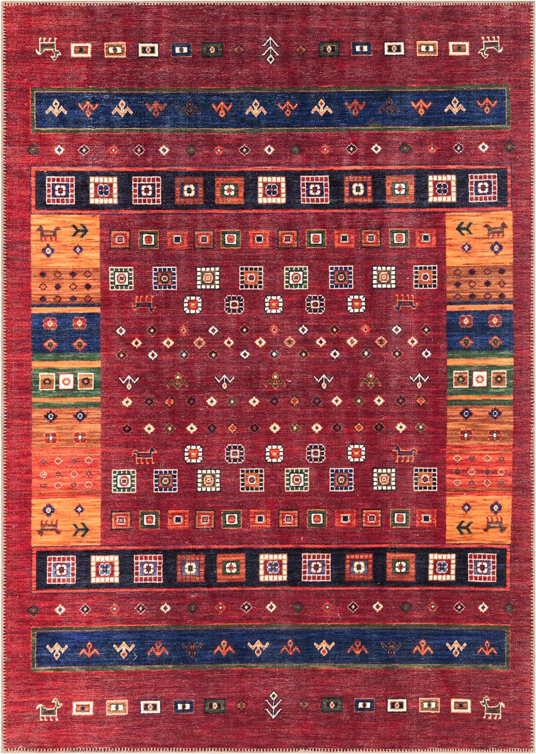 Keen Home Design 4x6 Rug - Machine Washable Area Rug with Non-Slip Backing, Ideal for Living Room, Dining Room, Bedroom - Vintage, Easy Clean, Durable, Low Pile Rug - (4' x 6')