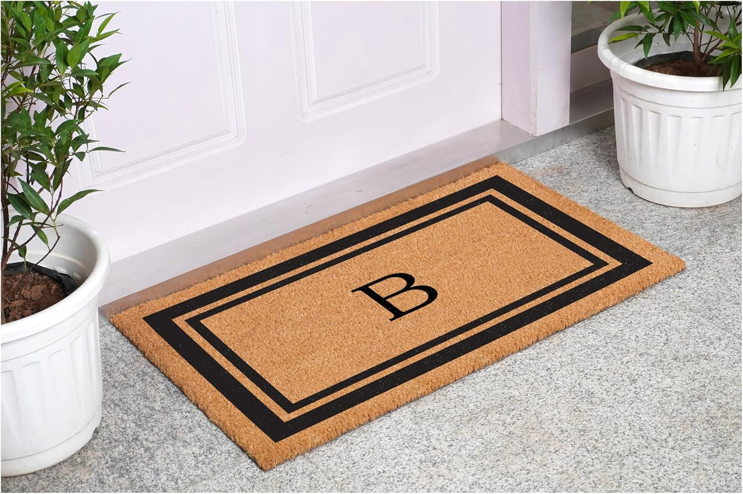 Calloway Mills 152962436B Black Border 24" x 36" Monogram Doormat, (Letter B)
