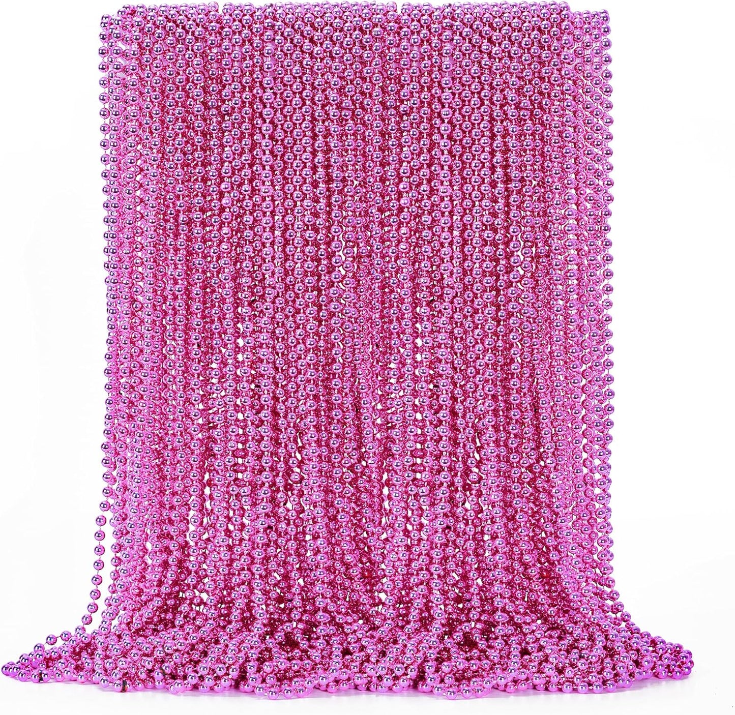 50PCS Mardi Gras Beads, Metallic Bead Necklace Party Favors, 33" Mardi Gras Necklace Women Men Stuff, Festival Parade Throw Accessories for Wedding Birthday Gender Reveal Party Supplies Celebrations