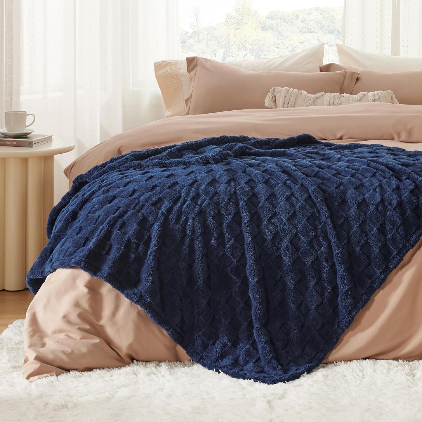 Bedsure GentleSoft Twin Blanket for Bed Navy Blue - Super Soft Cozy Blankets for Women Men Girls, Cute Fuzzy Fleece Throws for Bedroom Couch, 60x80 Inches