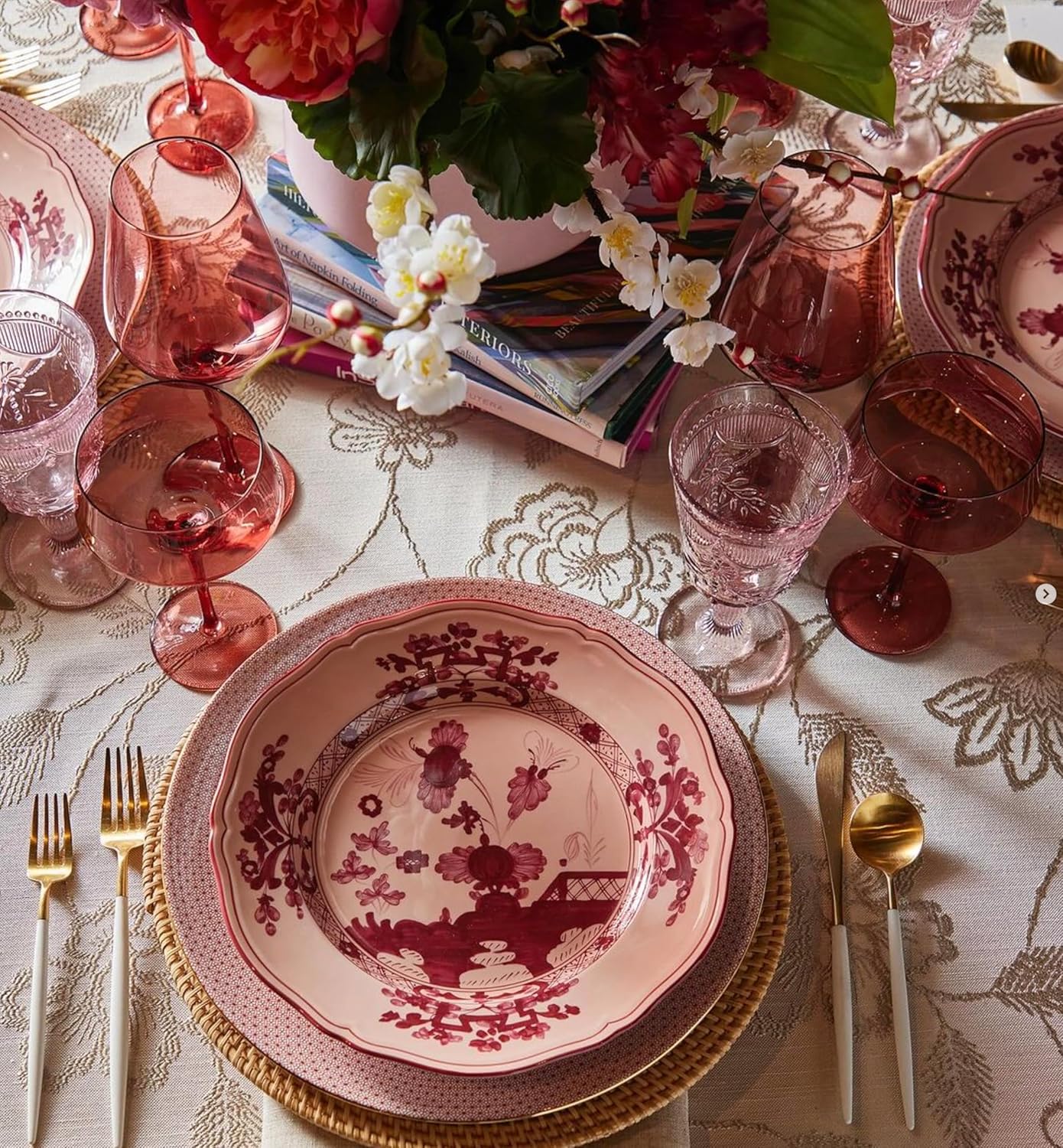 Saludi Original Dark Rose Wine Glasses, 16.5oz (Set of 6) Stemmed Single Color Red Barbie Glass - Great for All Wine Types and Occasions or Gifts - Luxury, Durable, Hand-Blown