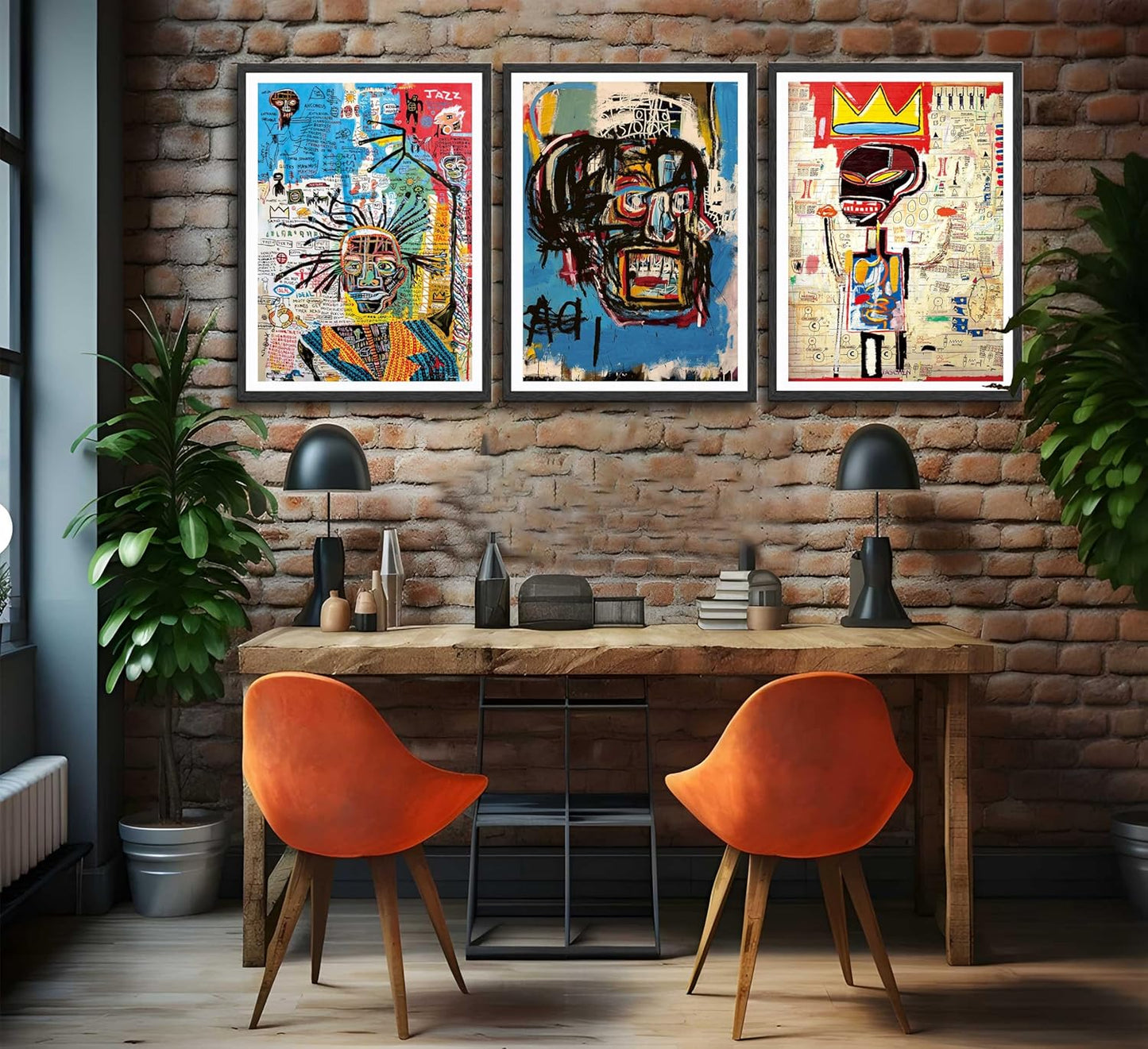 3 Pcs Street Wall Art Modern Abstract Pictures Poster Prints Wall Decor Artist Blue Color Print Canvas Painting for Living Room Bedroom Bathroom Office Home Decorations Unframed