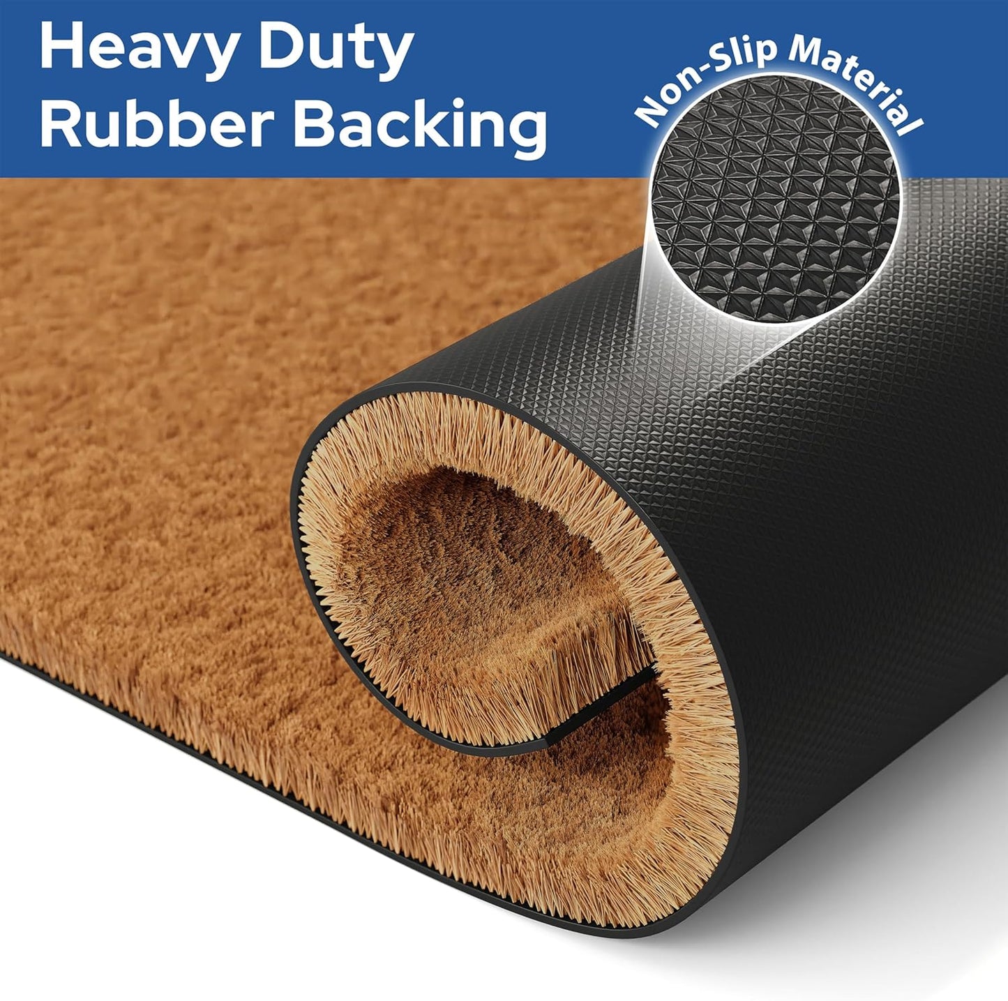 Barnyard Designs Natural Coco Coir Heavy Duty Backing Doormat - Large Cute Non-Slip Front Door Welcome Mat for Outside Entrance or Porch Entry, Brown (17x30, Plain Brown)