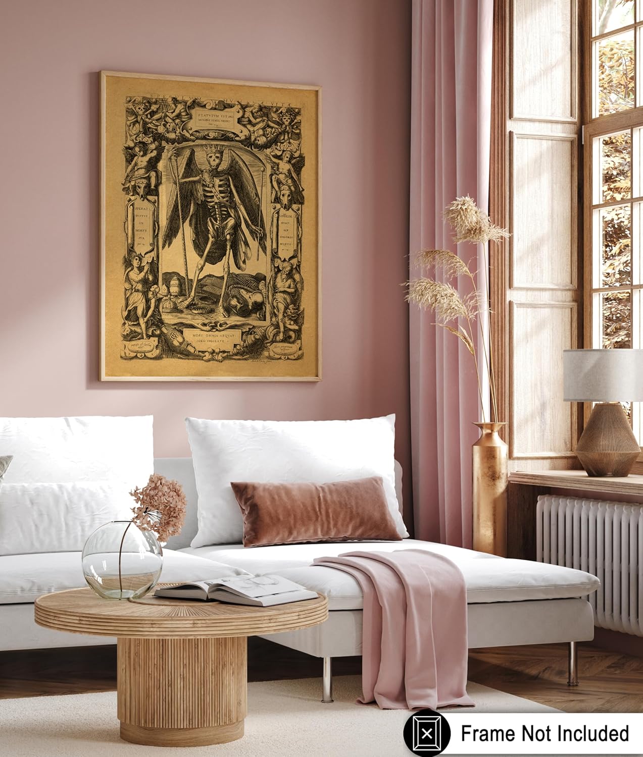 Poster Master Vintage Angel of Death Poster - Grim Reaper Print - Halloween Art - Mirror of Human Life Art - Gift for Men & Women - Gothic Decor for Living Room or Bedroom - 11x14 UNFRAMED Wall Art