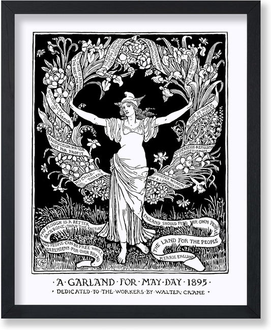 Poster Master Vintage Walter Crane Poster - Retro A Garland for May Day Print - Socialist Art - Gift for Him, Her, Men, Women - Wall Decor for Home, Office, Living Room - 16x20 UNFRAMED Wall Art