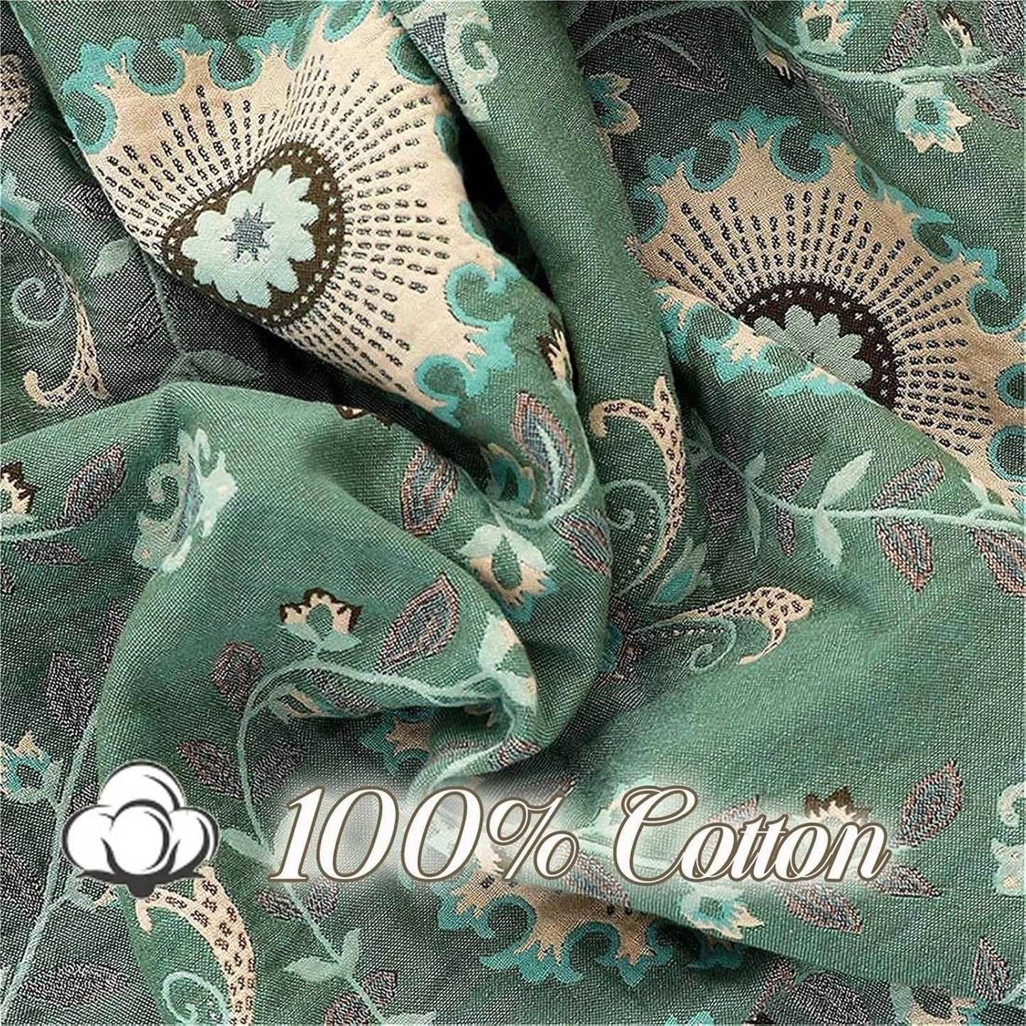 Boho Throw Blanket for Chair Couch Bed 90''x 98'', 100% Cotton Quilt Floral Mexican Blanket Muslin Gauze Blankets Super Soft Lightweight Versatile KnitWoven Bed Blanket for Home Decor