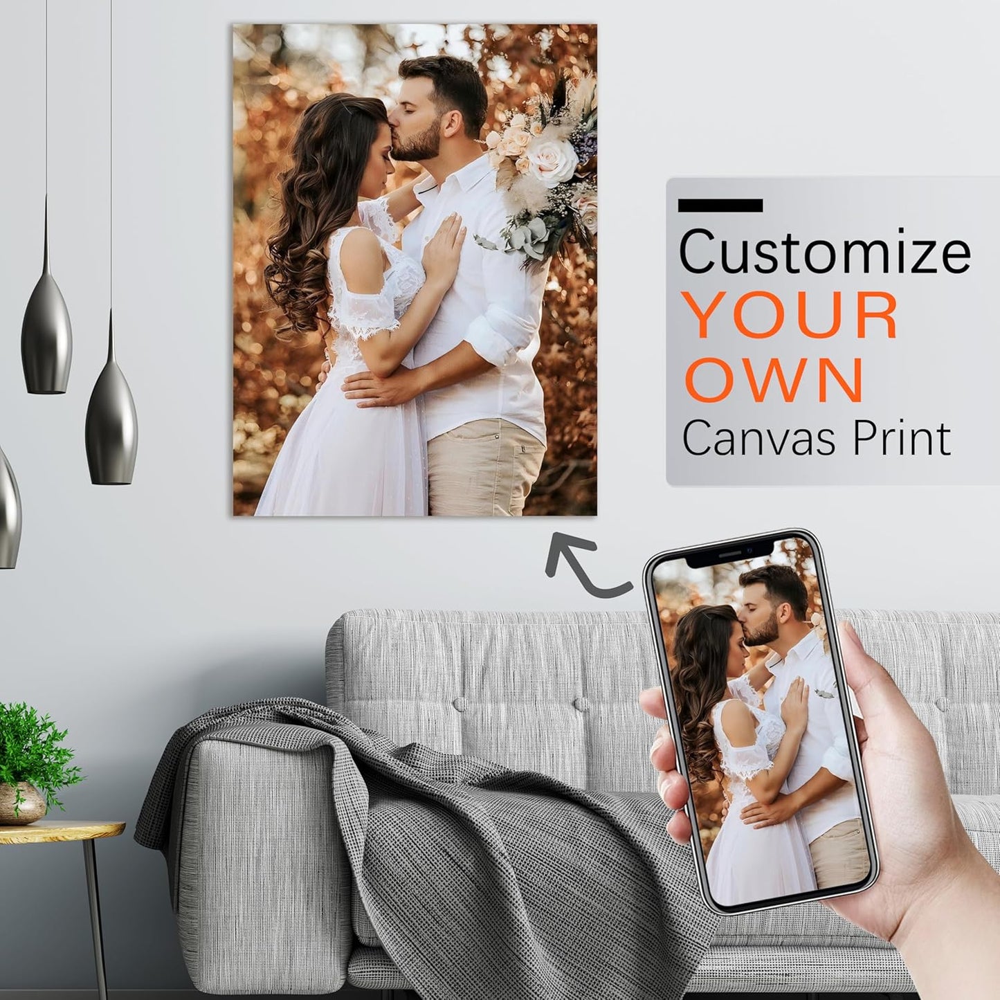 YUNART Ship Next Day - Custom Canvas Prints with Your Photos, Personalized Canvas with Pictures Print for Wall Art Bedroom, Customized Photo Gifts for Couple Men Women Mom Baby Dog Family - 12"x18"