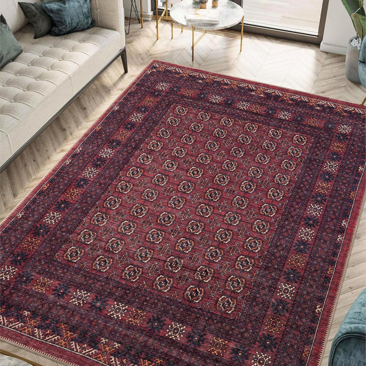 Keen Home Design 9x12 Rug - Machine Washable Area Rug with Non-Slip Backing, Ideal for Living Room, Dining Room, Bedroom - Vintage, Easy Clean, Durable, Low Pile Rug - (9' x 12')
