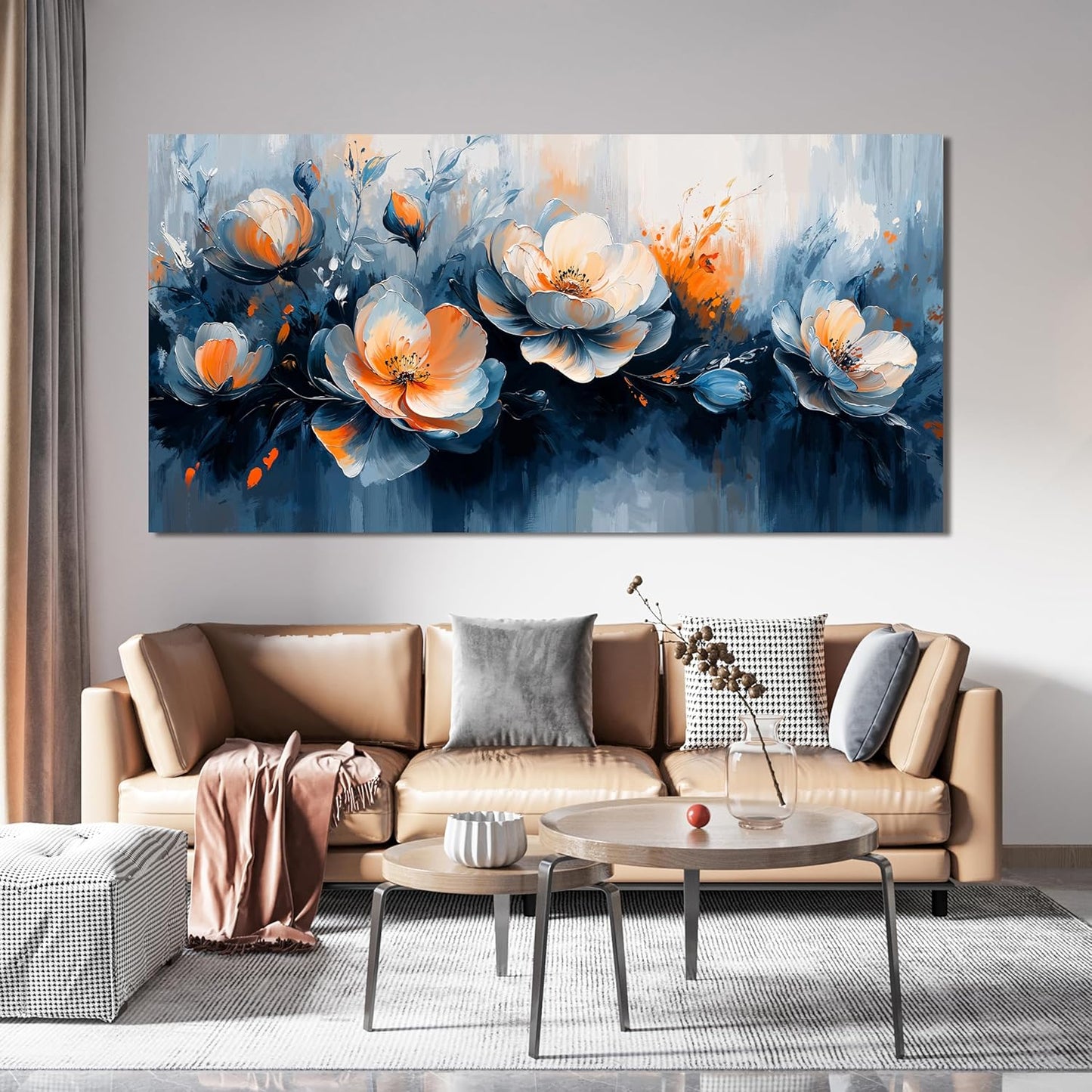 Canvas Wall Art Decor Wall Art Pictures for Living Room Artwork for Walls Large White Flowers Wall Art Prints Canvas Art Wall Decor Oversized Vintage Botanical Wall Art Bedroom Home Decor 29" X 58"