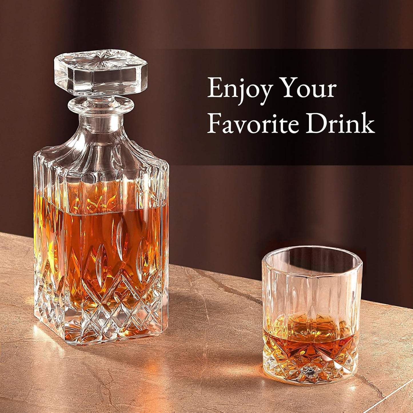 Luxury Gift For Men – Whiskey Decanter Set For Beloved Husband Or Dad Birthday Gift – 4 Whiskey Glasses And Decanter Set Is a Great Gift Idea for Whisky, Bourbon, or Scotch lovers