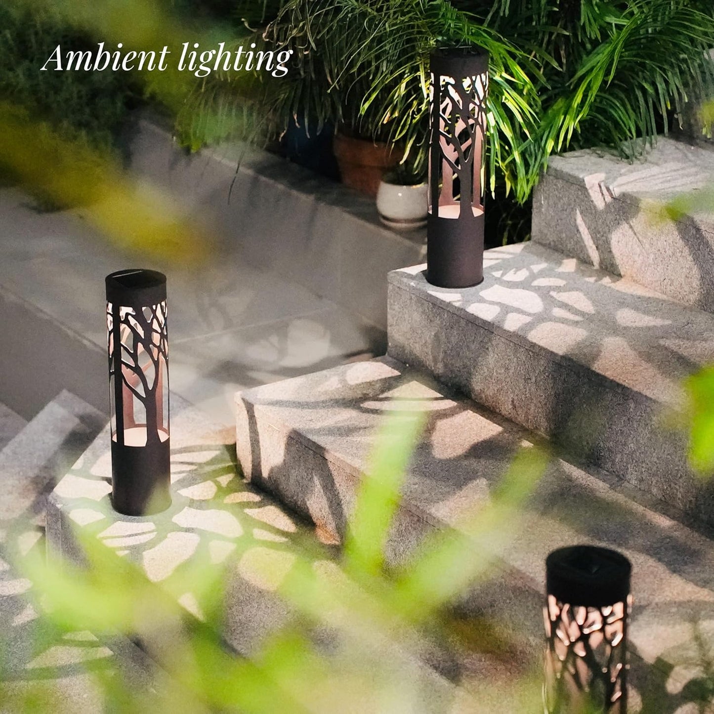 4Pack Solar Pathway Lights Outdoor, Landscape Lighting Dust to Dawn Solar Lights for Garden Decor, Metal Path Lights Solar Powered for Yard Lawn Patio Walkway Warm Yellow