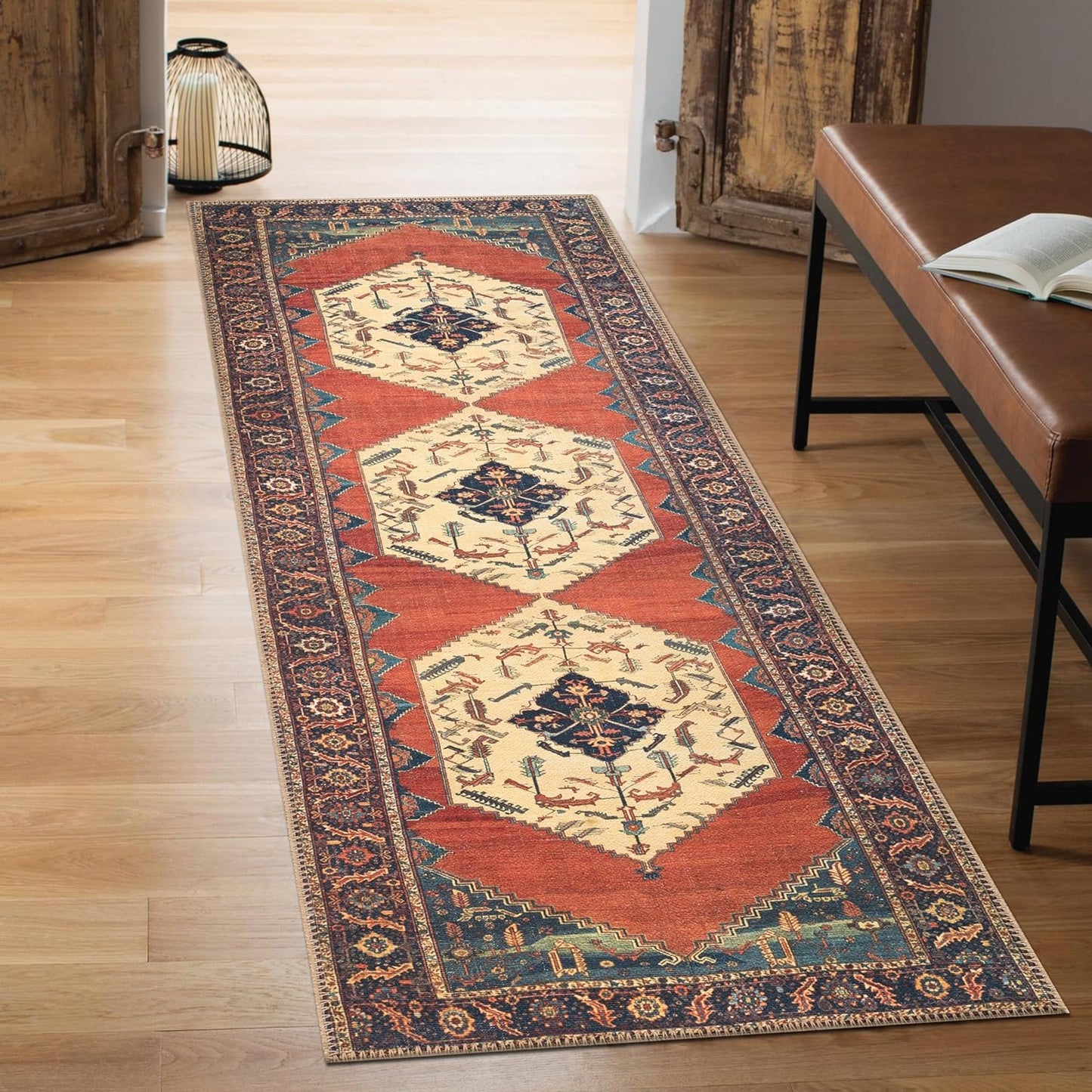 Keen Home Design 2x7 Rug - Machine Washable Runner Rug with Non-Slip Backing, Ideal for Hallway, Entryway, Kitchen, Laundry Room - Vintage, Easy Clean, Durable, Low Pile Rug - (2'6" x 7')