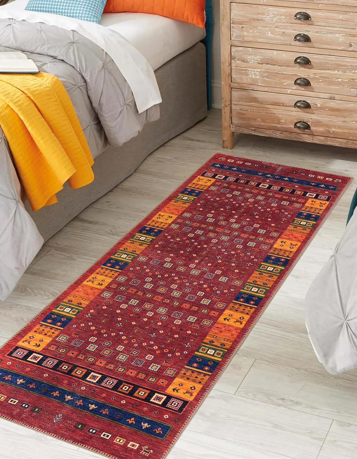 Keen Home Design 2x10 Rug - Machine Washable Runner Rug with Non-Slip Backing, Ideal for Hallway, Entryway, Kitchen, Laundry Room - Vintage, Easy Clean, Durable, Low Pile - (2'6" x 10')