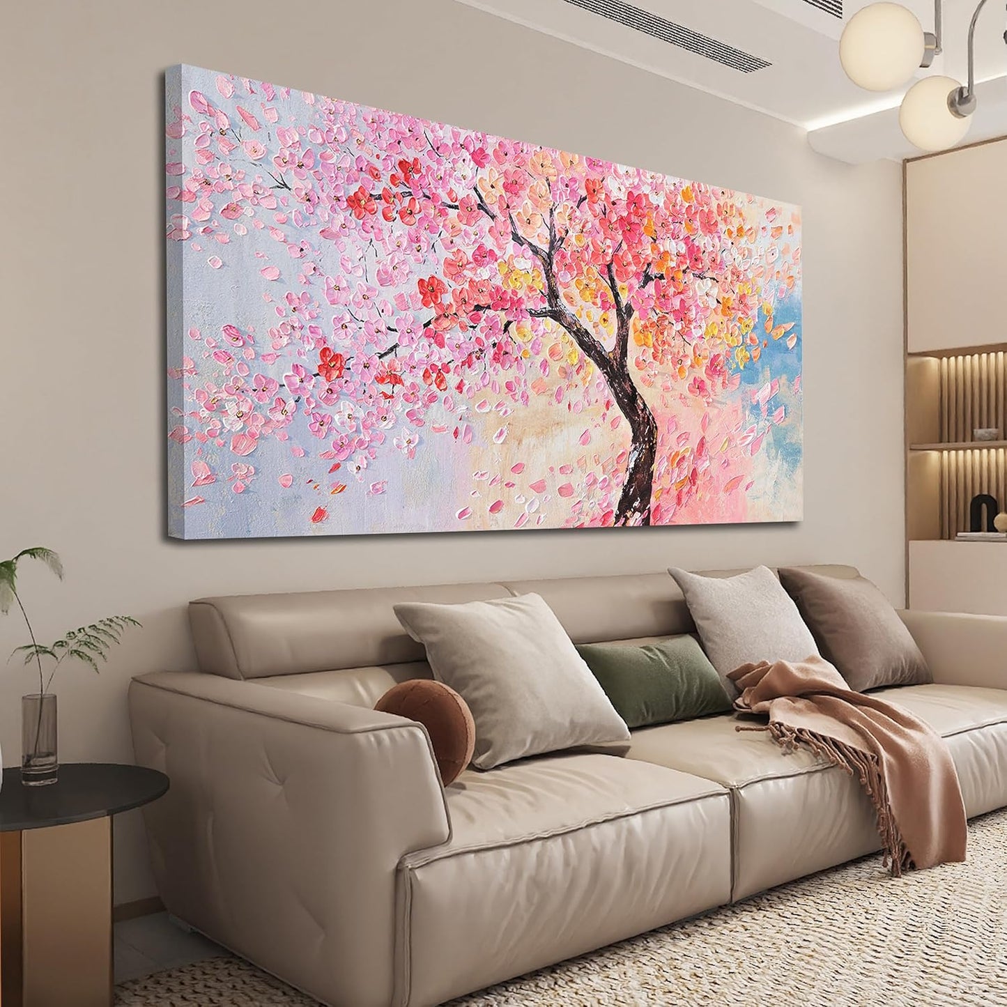 AIXMGSJS Large Canvas Wall Art Decor Artwork for Walls Tree of Life Wall Art for Living Room Canvas Art Wall Decor Vintage Pink Wall Art Prints Artwork for Walls Home Office Decor 24" X 48"