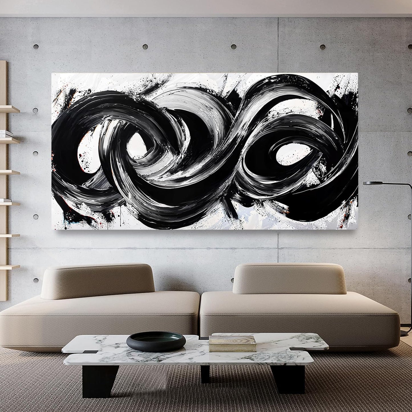 Abstract Wall Art Decor Wall Pictures for Living Room Abstract Canvas Art Wall Decor Large Black and White Wall Art Prints Oversized Minimalist Wall Art Decorations Bedroom Home Wall Art Decor 29" X 58"